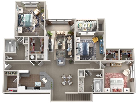 Floor plan for 3 beds, 2 baths, 1526 sqft